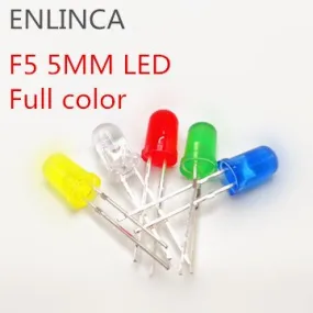 100pcs F5 5mm LED diode Light Assorted Kit LEDs Set Round White Yellow Red Green Blue electronic diy kit Purple Pink Warm white