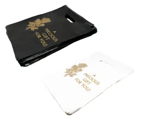 12" x 15" Patch Handle Bags (A precious gift for you - 50 Bags/Pk) White or Black