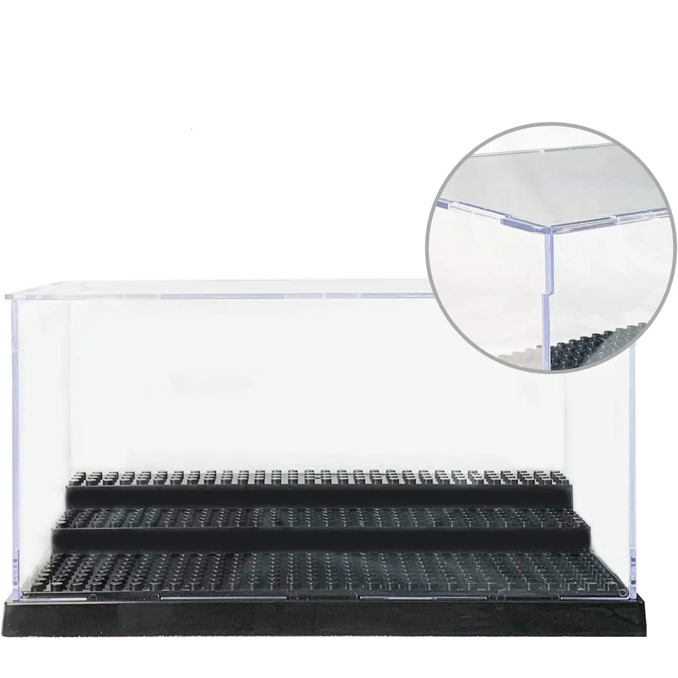 2 Pack Display Case for Minifigures Action Figures Block-Black