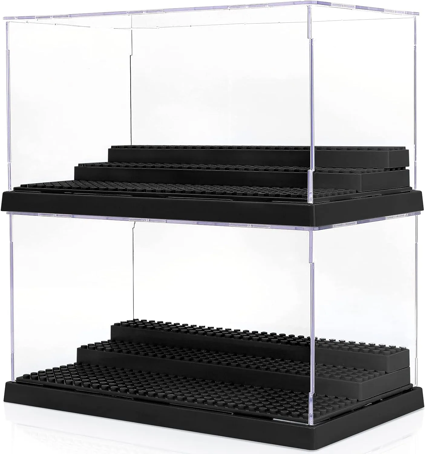 2 Pack Display Case for Minifigures Action Figures Block-Black