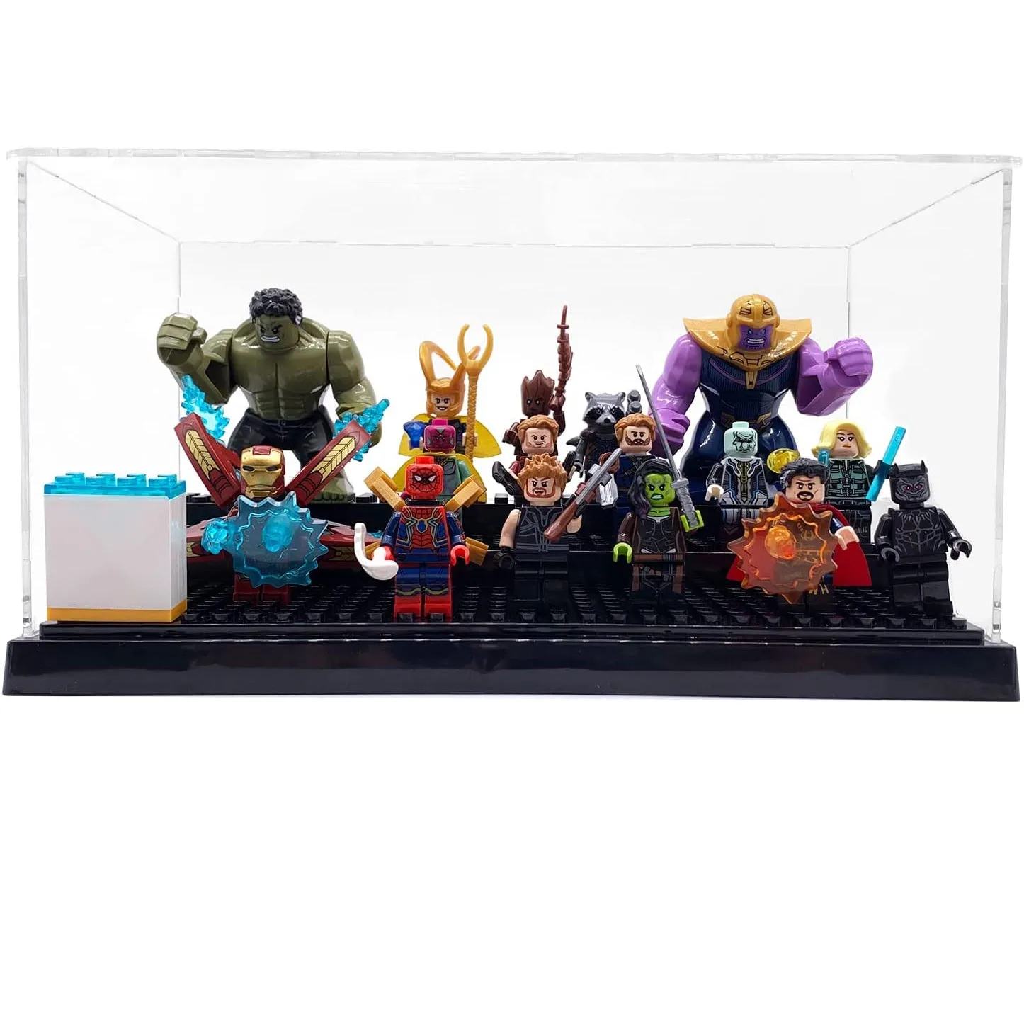 2 Pack Display Case for Minifigures Action Figures Block-Black