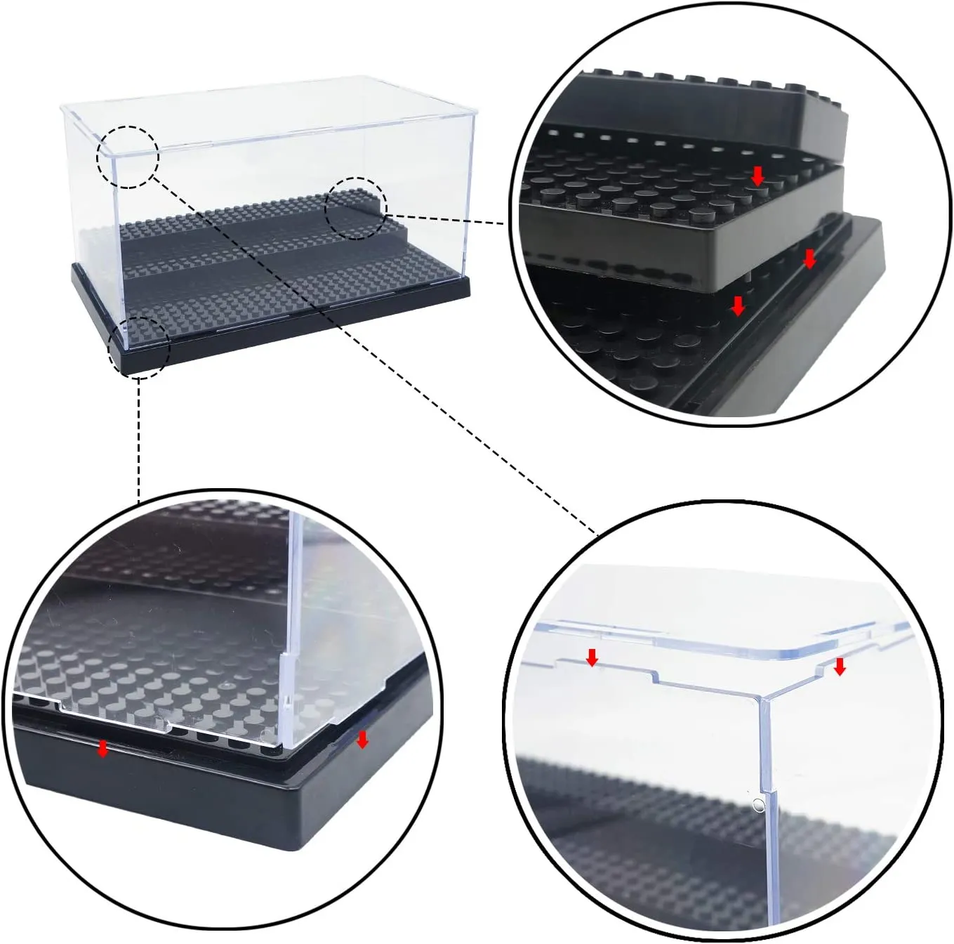 2 Pack Display Case for Minifigures Action Figures Block-Black