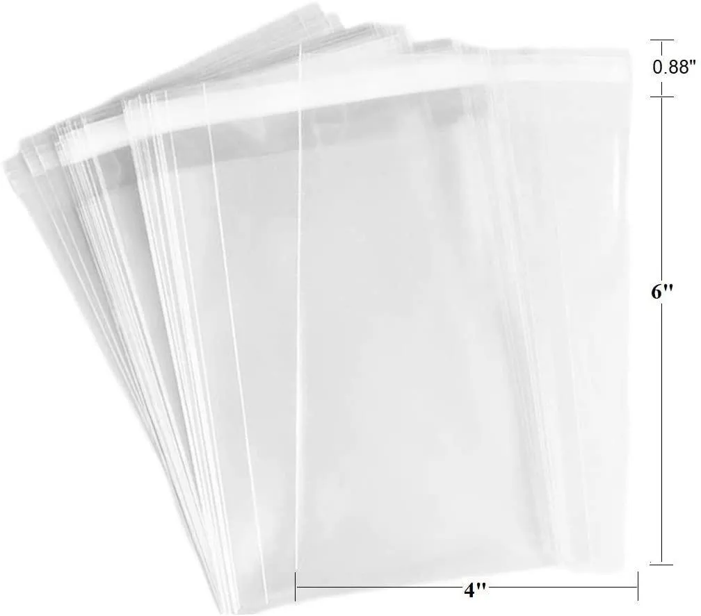 200 (4" x 6") Pcs Clear Flat Cello/Cellophane Bags Good for Candies, Cookies, Bakery Goods, Soap, Other Goodie Treats (4" x 6" (101.6" x 152.4))