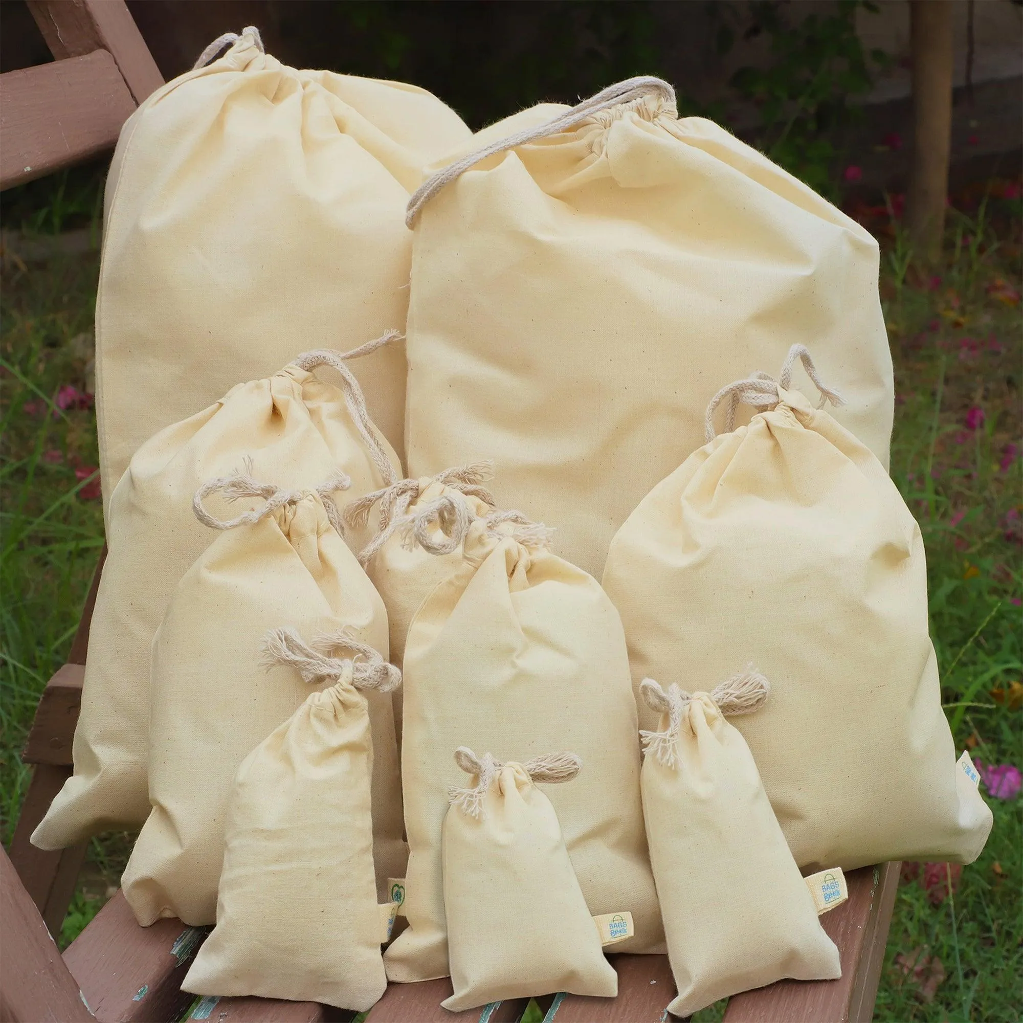 20x24 inches Single 100% Cotton Muslin Drawstring Bags