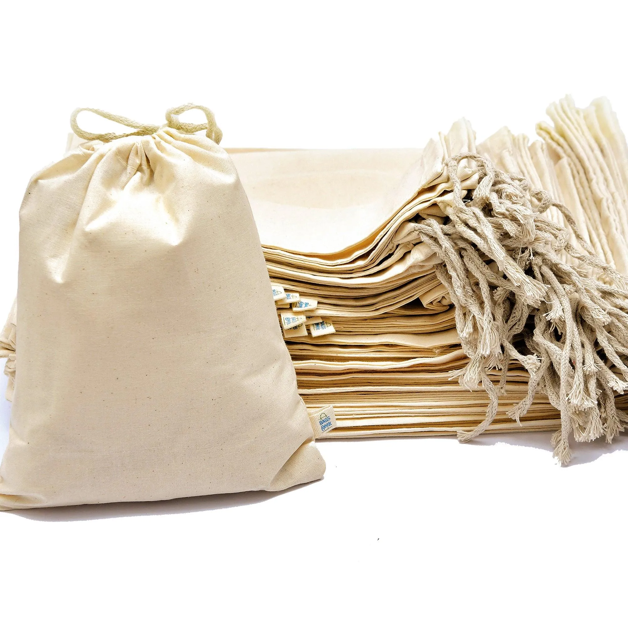 20x24 inches Single 100% Cotton Muslin Drawstring Bags