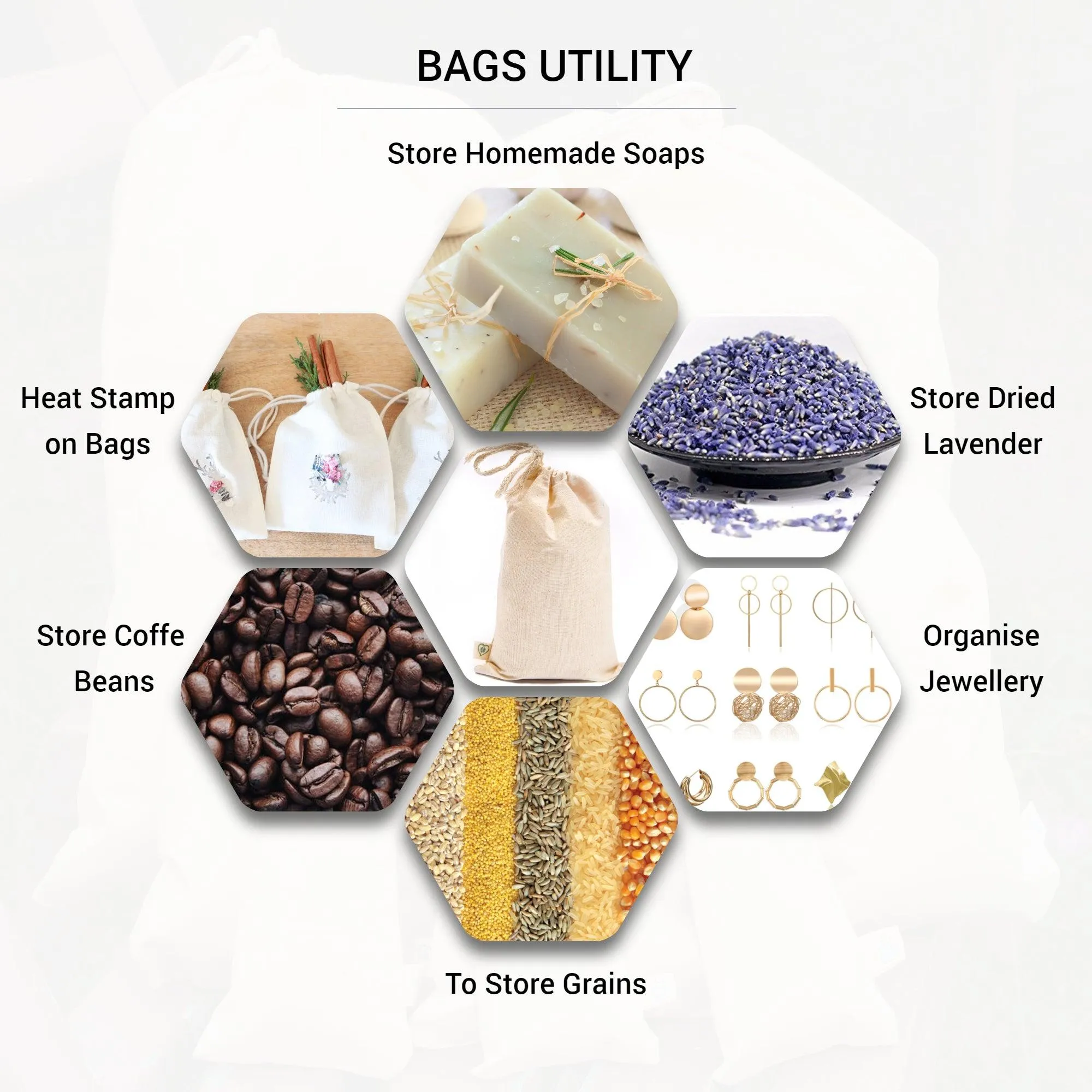 20x24 inches Single 100% Cotton Muslin Drawstring Bags