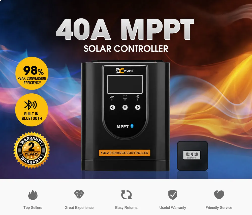 40A MPPT Bluetooth Solar Charge Controller LiFePO4 Battery Compatible