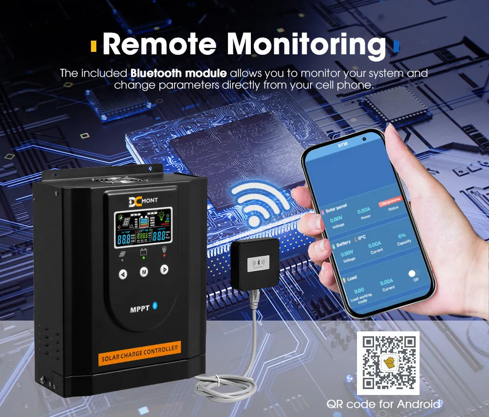 40A MPPT Bluetooth Solar Charge Controller LiFePO4 Battery Compatible