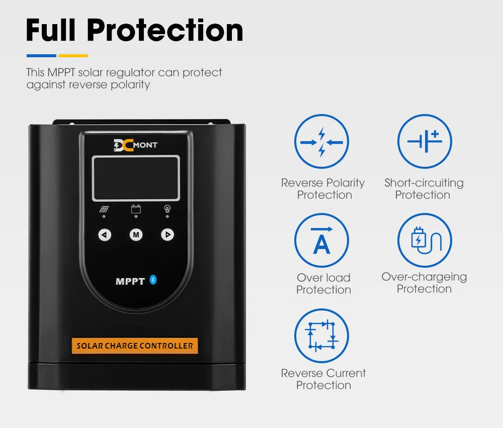 40A MPPT Bluetooth Solar Charge Controller LiFePO4 Battery Compatible