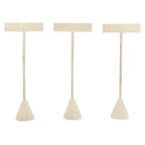 6-Pack 6.75" Tall - Beige Linen T Shape Earring Display Stand