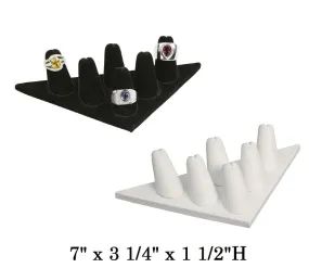 6-Ring Short Finger Triangular Jewelry Display - Black or White