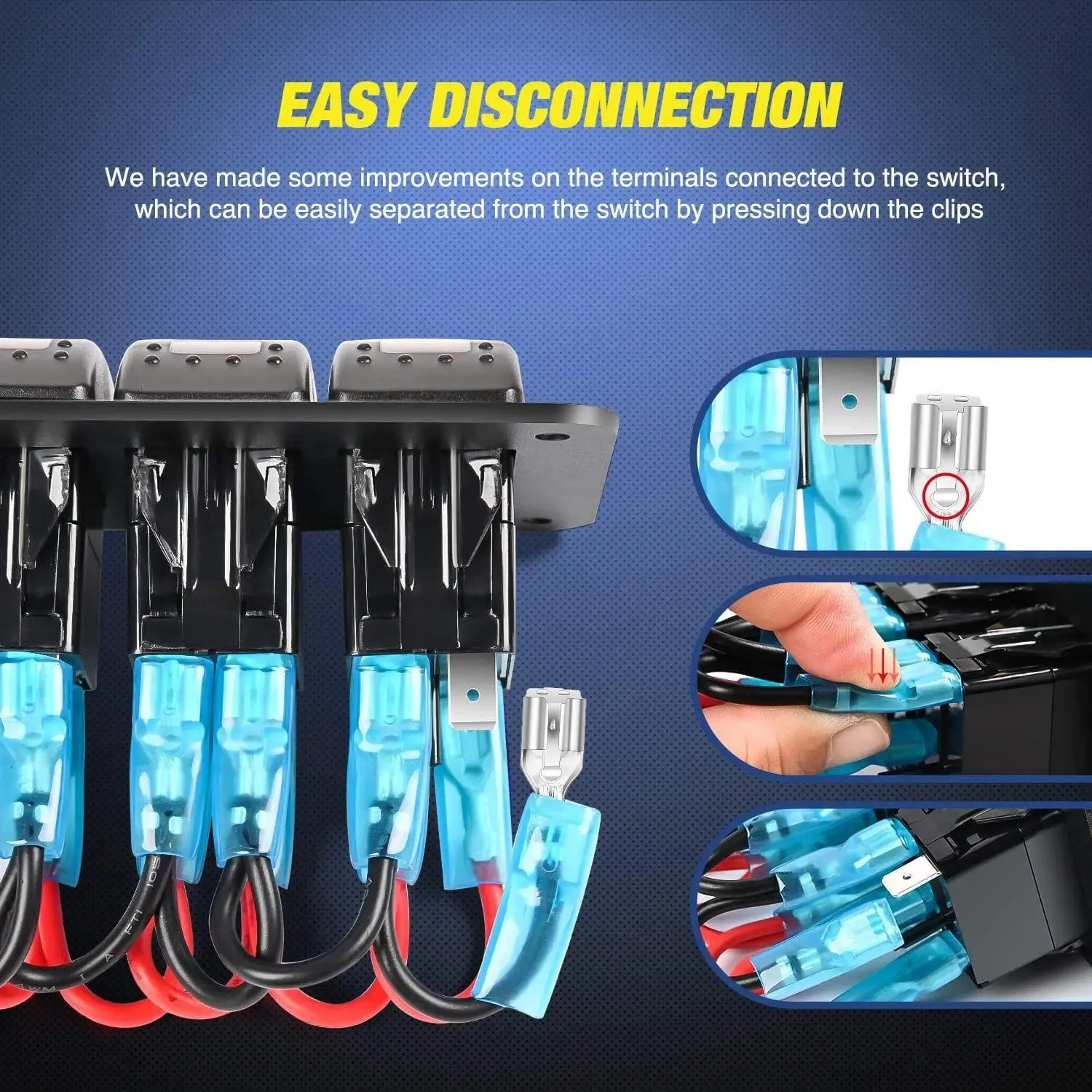 6Gang ON/Off Green Rocker Switch Panel w/ Dual USB Cigarette Lighter Socket Voltmeter