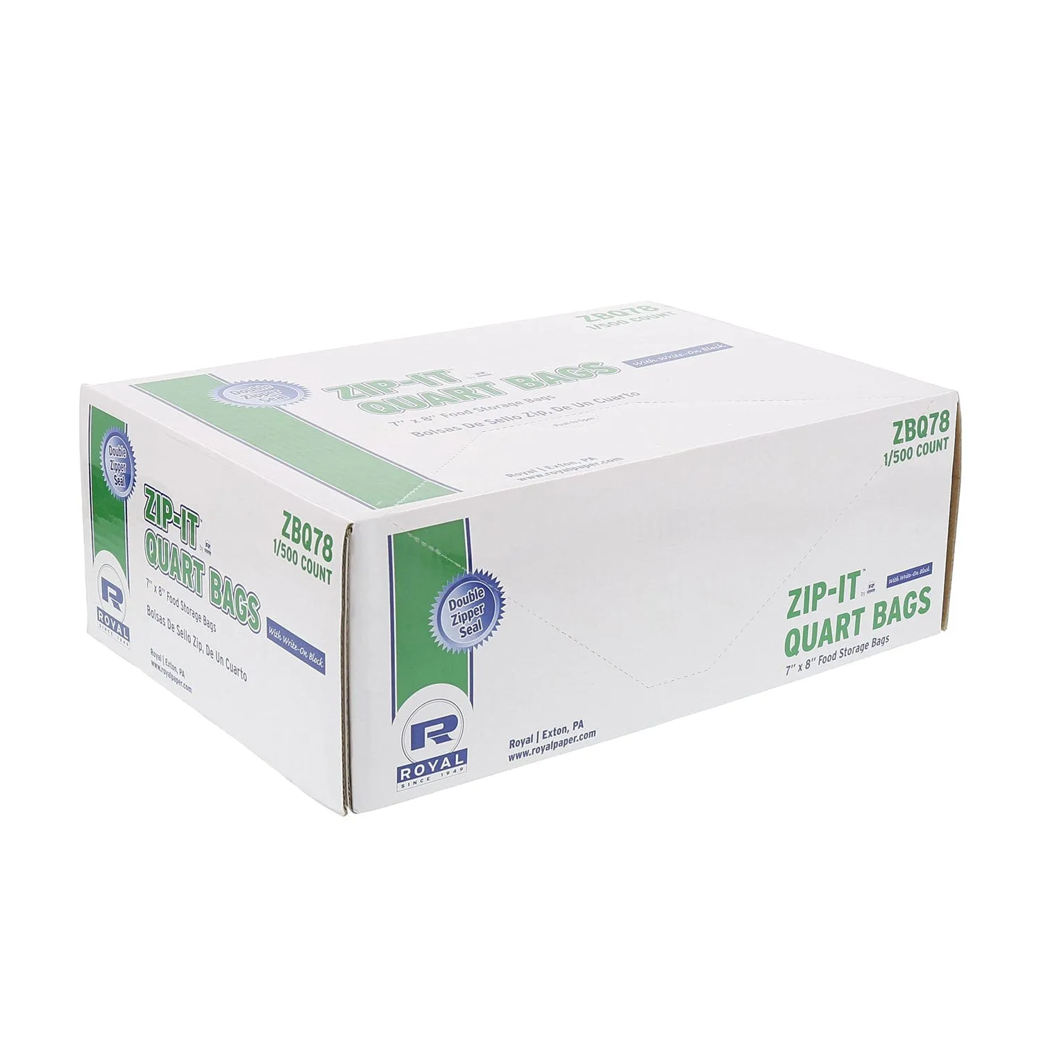 7" x 8" Double Zipper Quart Bags, Pack of 500