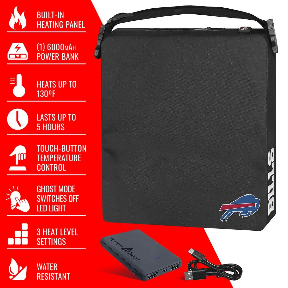 ActionHeat Buffalo Bills 5V Battery Heated Seat Cushion