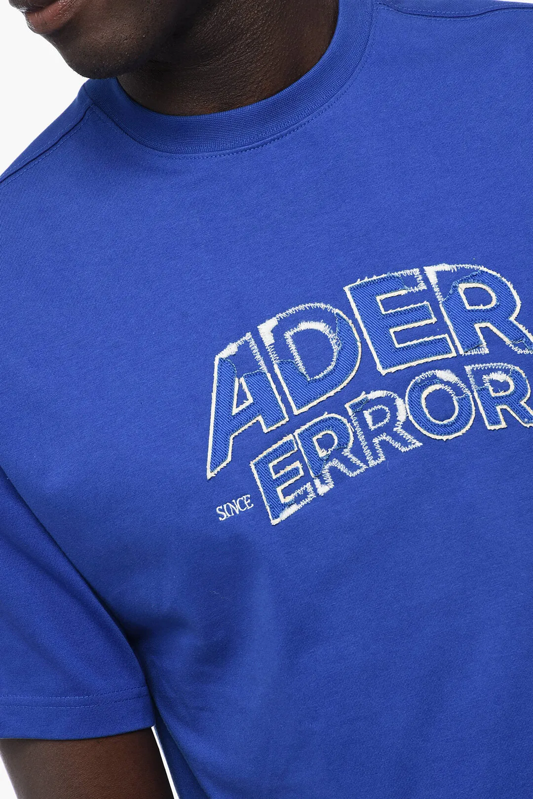 Ader Error Solid Color Crew-neck T-Shirt with Embroidered Logo