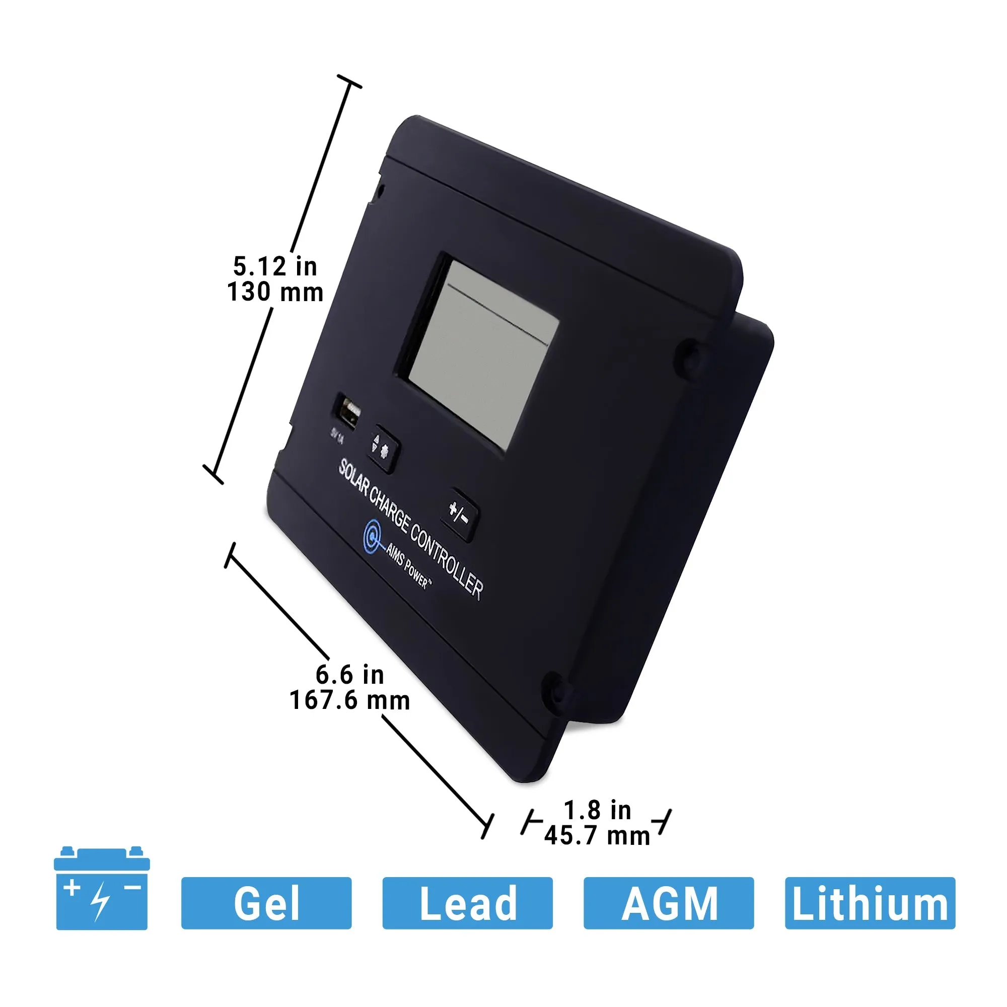 Aims Power - 30 Amp PWM Solar Charge Controller Flush Mount - SCC30AFM