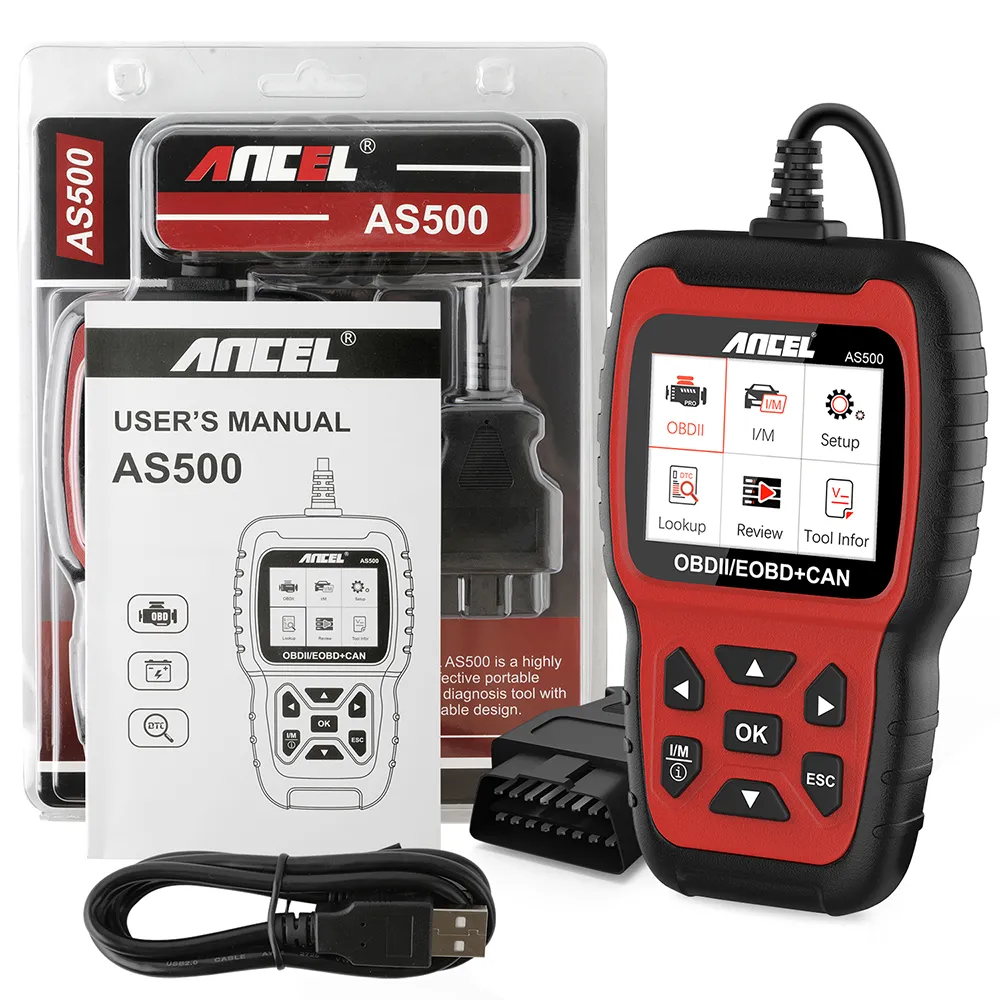 Ancel AS500 OBD2 Scanner Engine Code Reader OBD Car Diagnostics Tool Multilingual Free Update