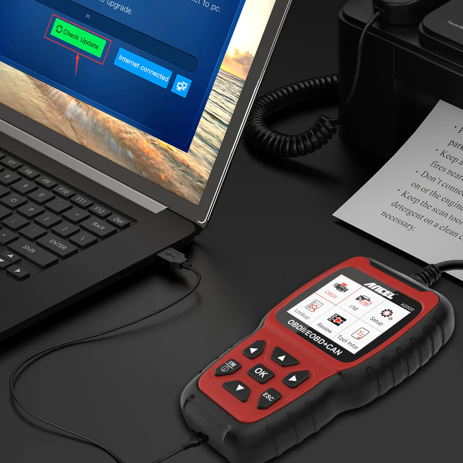 Ancel AS500 OBD2 Scanner Engine Code Reader OBD Car Diagnostics Tool Multilingual Free Update