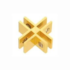 Anodized Aluminum 4-Way 90 Degree Glass Connector