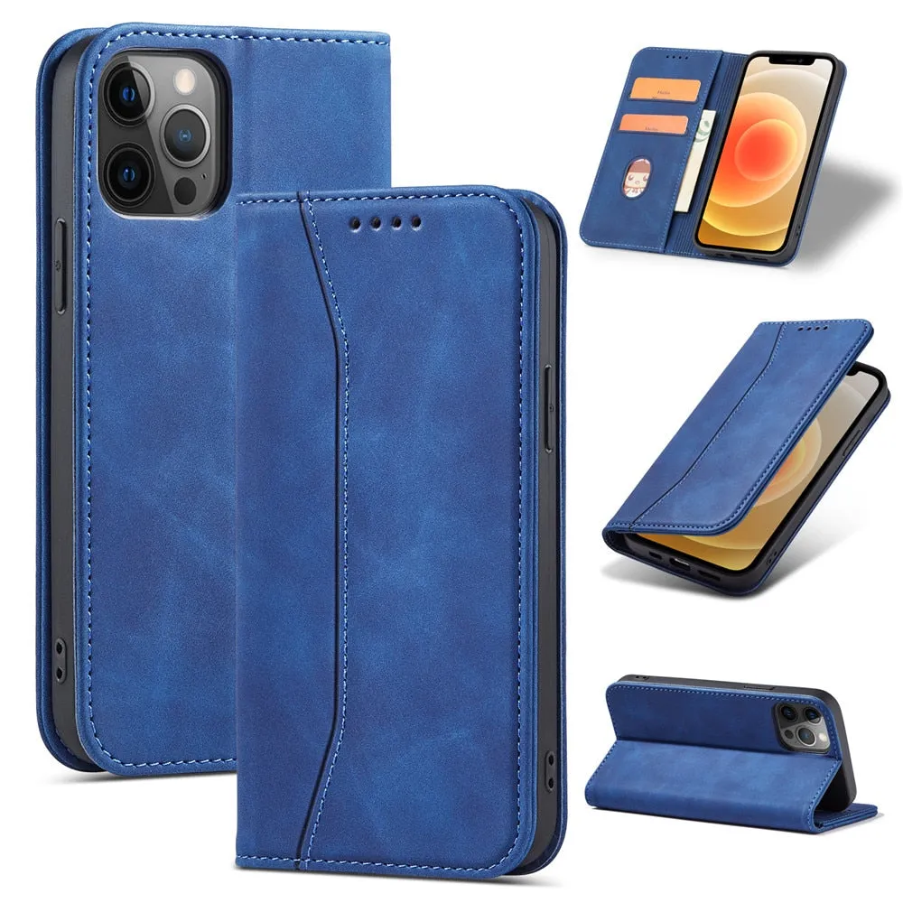 Anymob iPhone Case Red Magnetic Flip Book Style Wallet Protection Cover