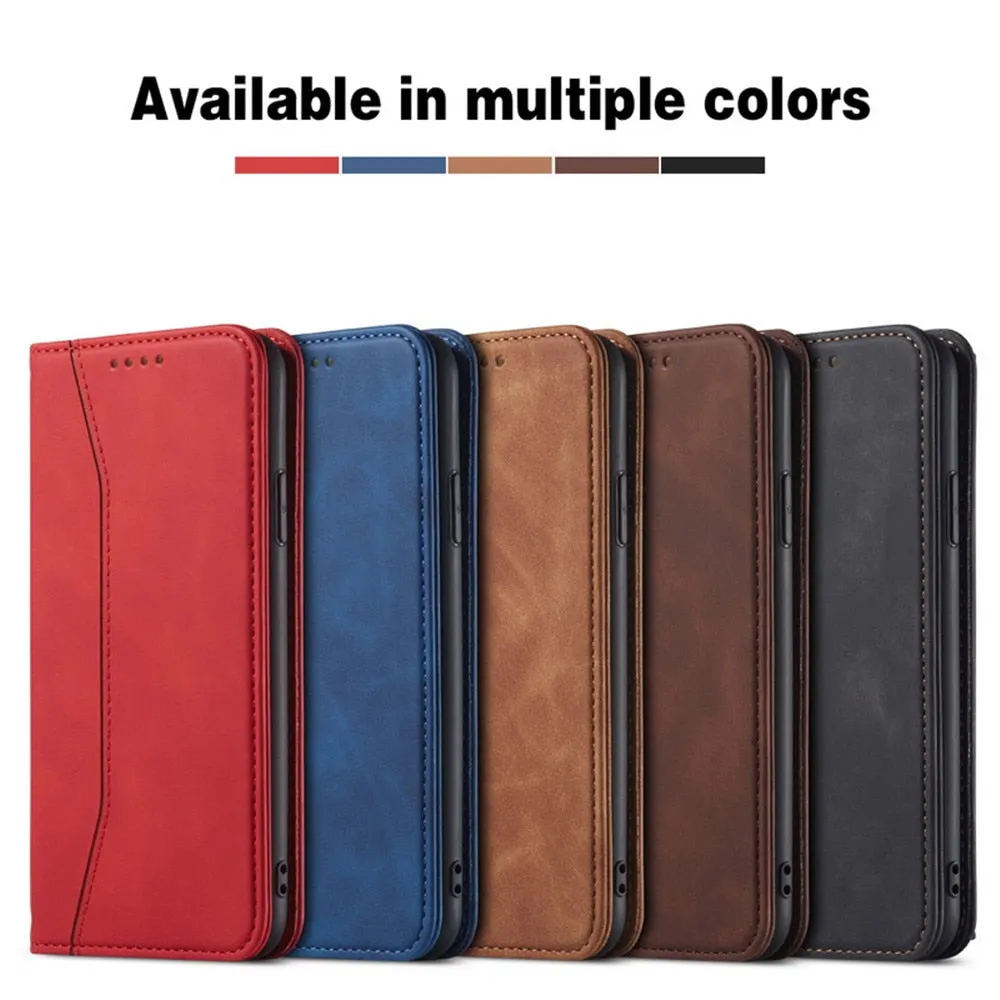 Anymob iPhone Case Red Magnetic Flip Book Style Wallet Protection Cover