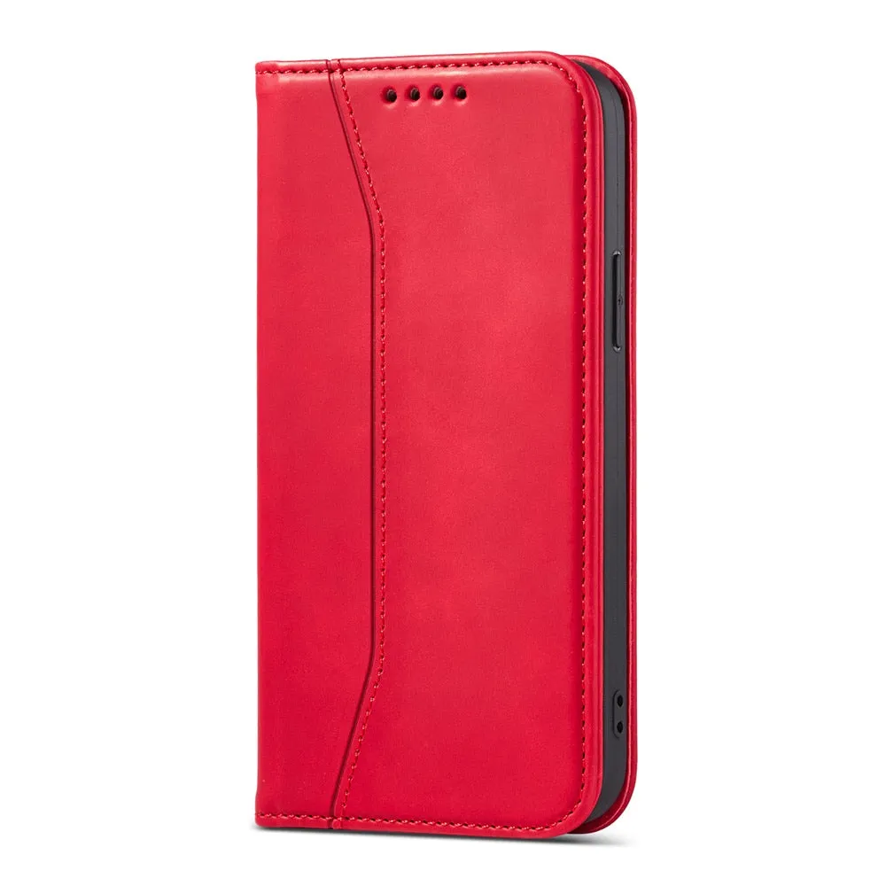Anymob iPhone Case Red Magnetic Flip Book Style Wallet Protection Cover