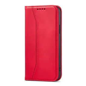 Anymob iPhone Case Red Magnetic Flip Book Style Wallet Protection Cover
