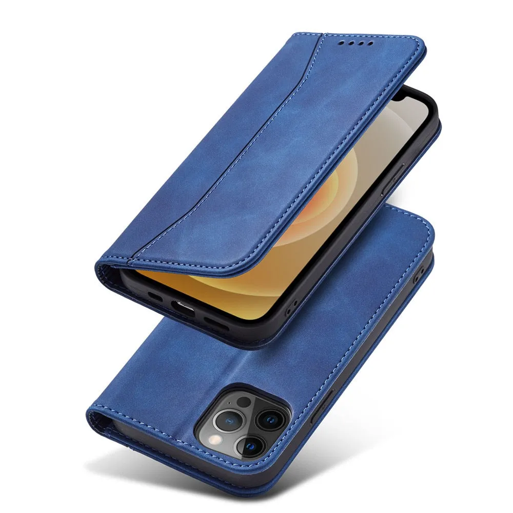 Anymob iPhone Case Red Magnetic Flip Book Style Wallet Protection Cover