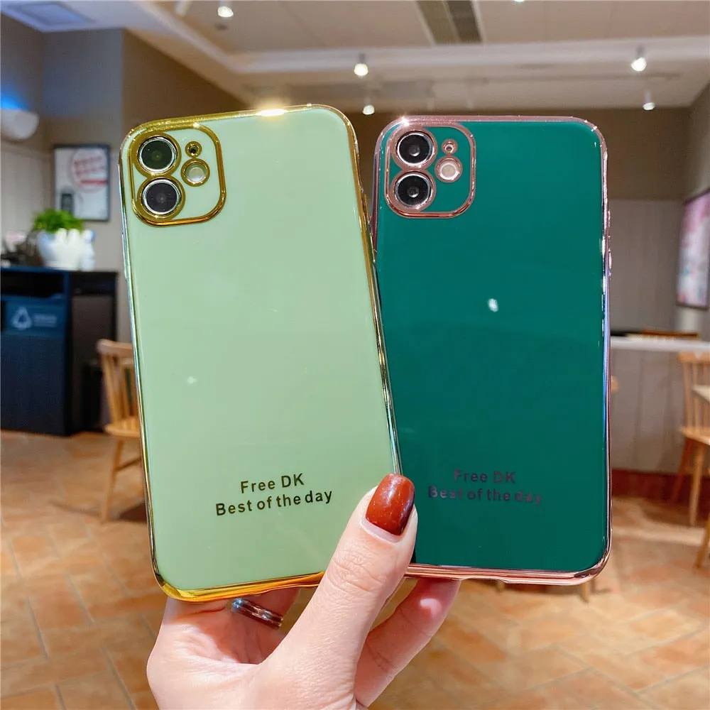 Anymob iPhone Green Plating Lens Protection Phone Case Soft Silicon Cover Case