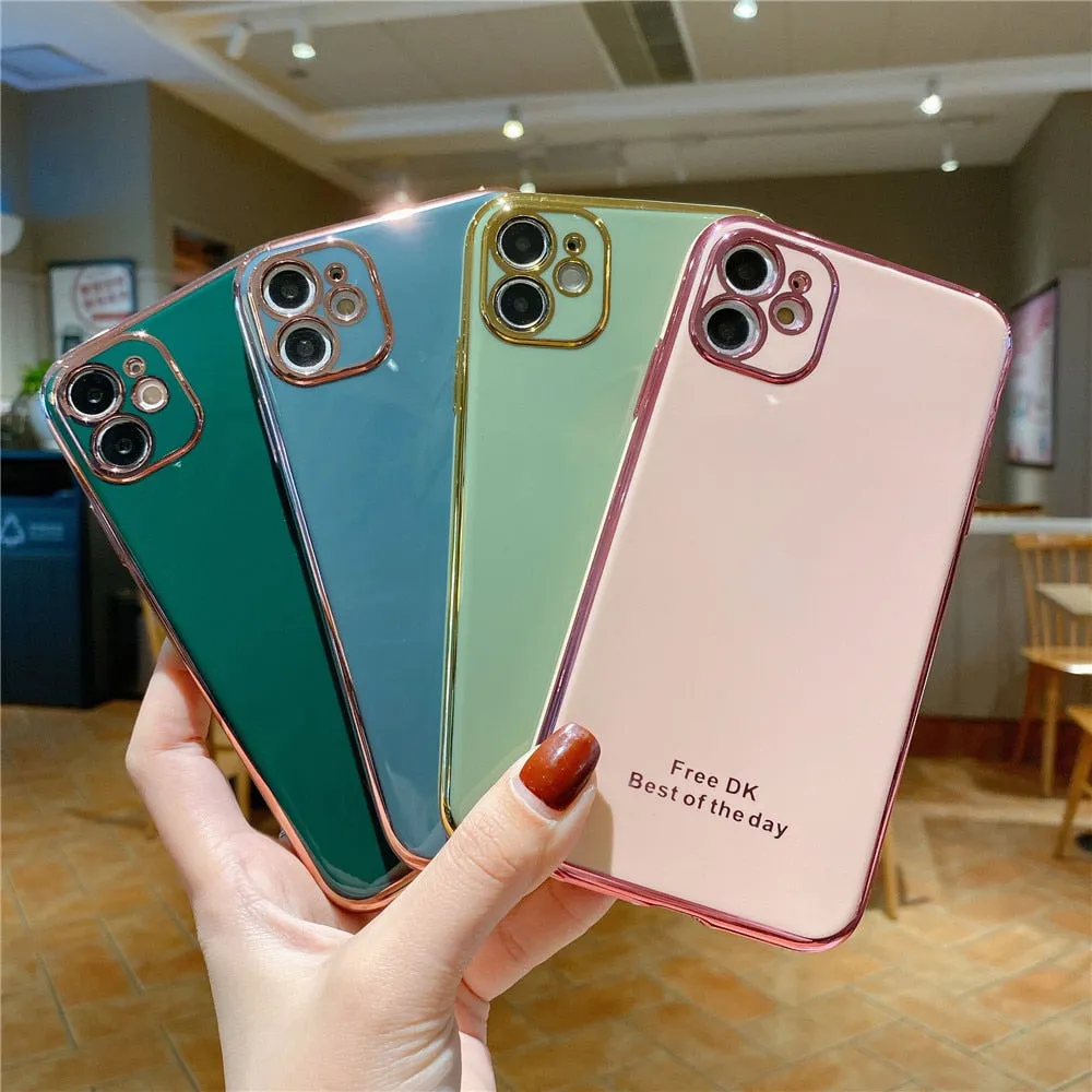 Anymob iPhone Green Plating Lens Protection Phone Case Soft Silicon Cover Case