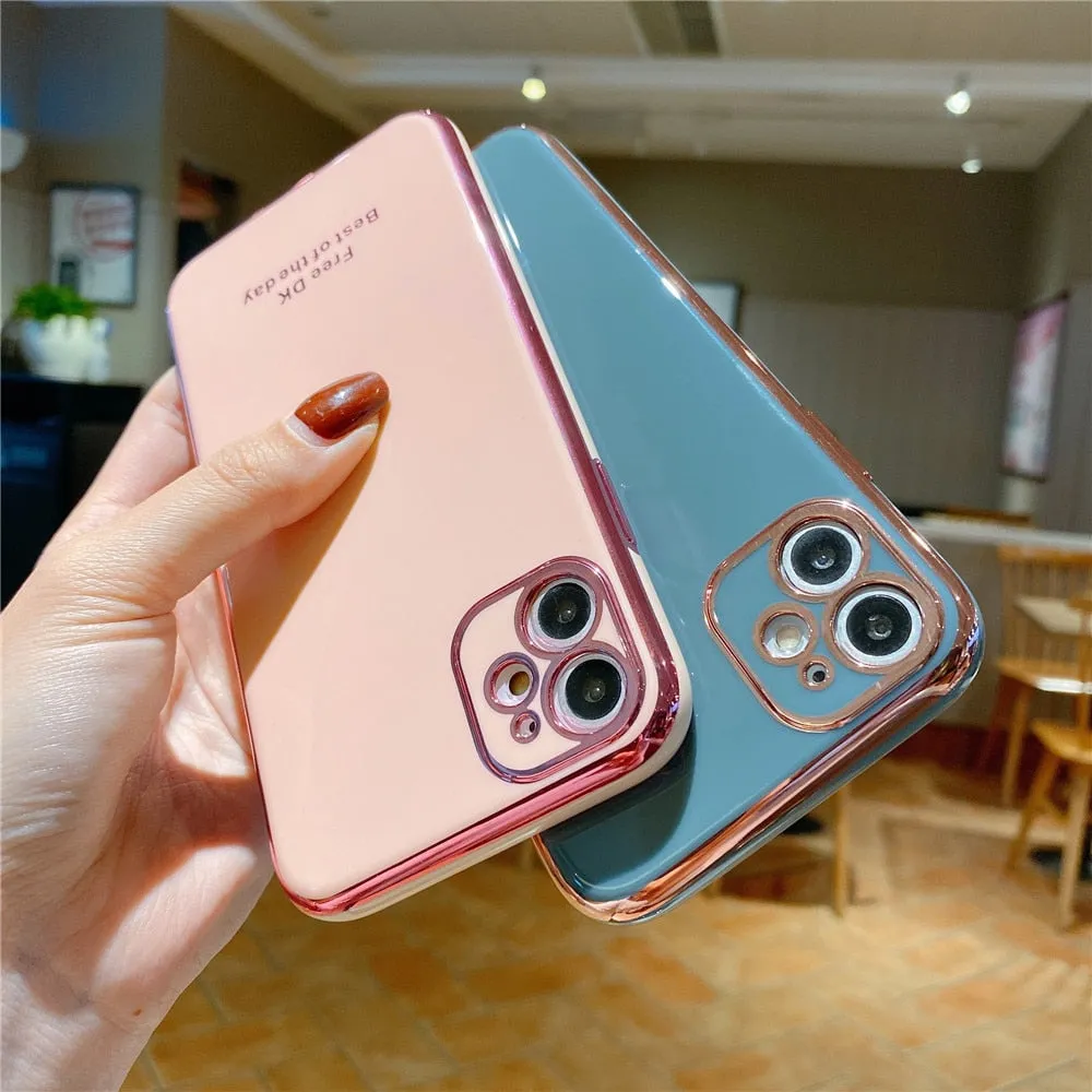 Anymob iPhone Green Plating Lens Protection Phone Case Soft Silicon Cover Case