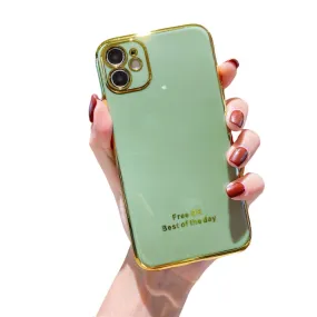 Anymob iPhone Green Plating Lens Protection Phone Case Soft Silicon Cover Case