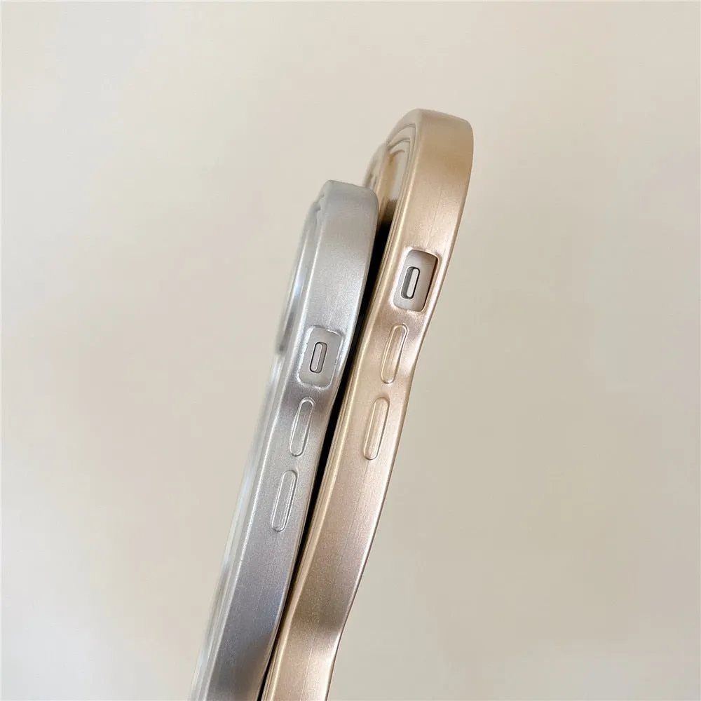 Anymob iPhone Rose Gold Chromed Wave Phone Case Soft Silicone Shockproof Protection Back Cover