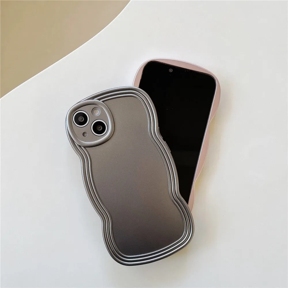 Anymob iPhone Steel Chromed Wave Phone Case Soft Silicone Shockproof Protection Back Cover