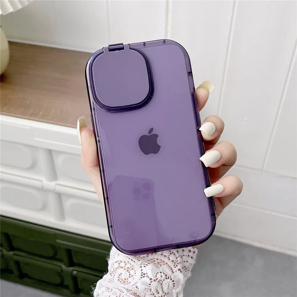 Anymob iPhone White Foldable Mirror Lens Protection Phone Case Clear Soft Silicon Cover