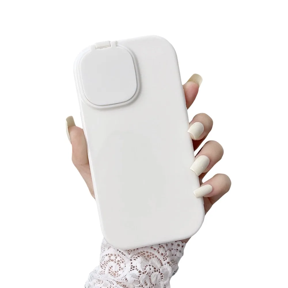 Anymob iPhone White Foldable Mirror Lens Protection Phone Case Clear Soft Silicon Cover