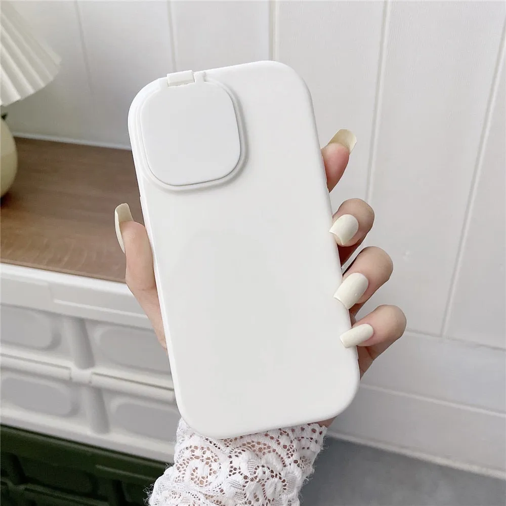 Anymob iPhone White Foldable Mirror Lens Protection Phone Case Clear Soft Silicon Cover