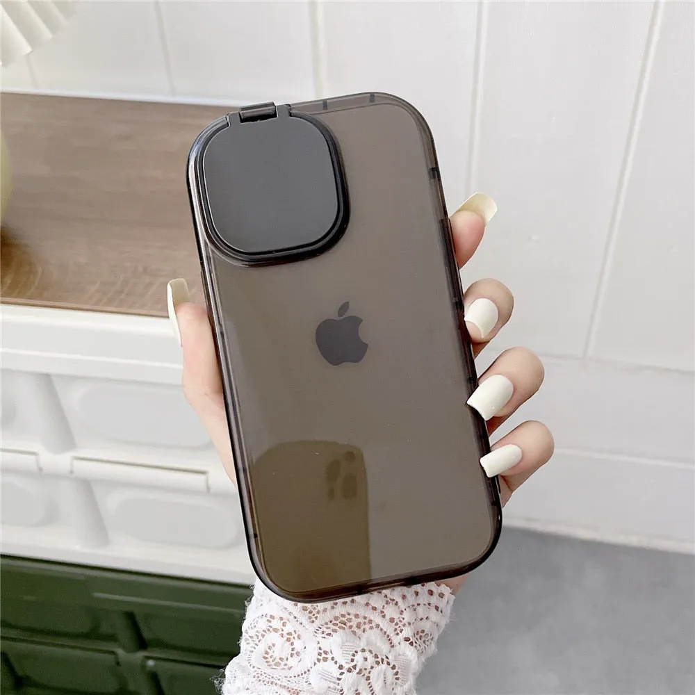 Anymob iPhone White Foldable Mirror Lens Protection Phone Case Clear Soft Silicon Cover