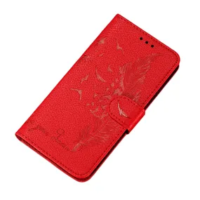 Anymob Nokia Red Leather Flip Case Feather Wallet Phone Cover Protection