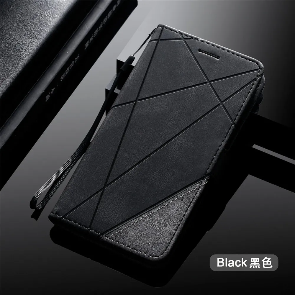 Anymob Samsung Black Luxury Leather Case Mobile Phone Cover Protection