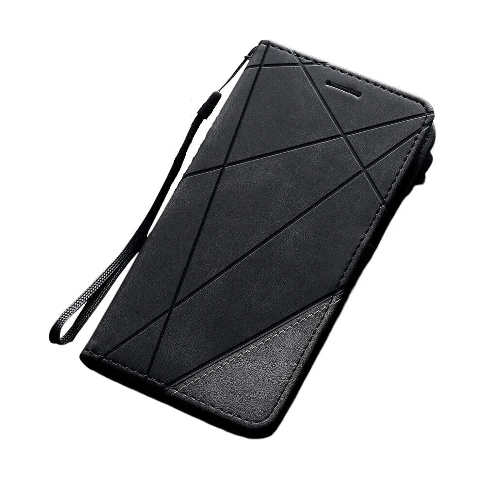 Anymob Samsung Black Luxury Leather Case Mobile Phone Cover Protection