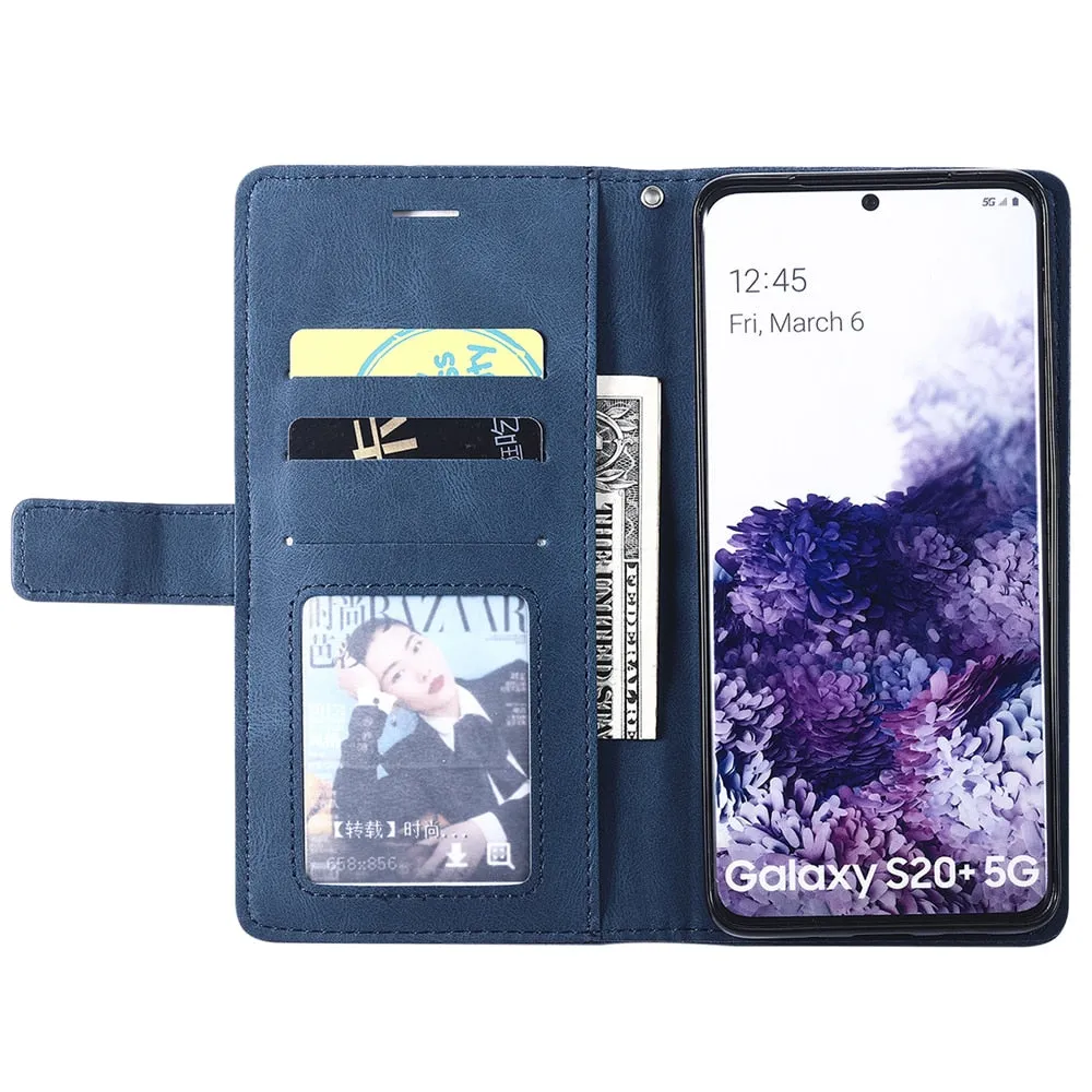 Anymob Samsung Blue Flip Case Leather Phone Wallet Cover Protection