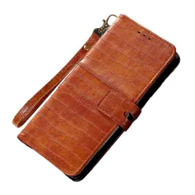 Anymob Samsung Brown Leather Case Cover 3D Flip Wallet Phone Protection