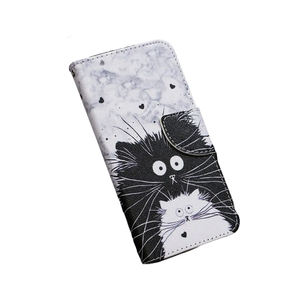 Anymob Samsung Case Black and White Kitten Cartoon Flip Leather Wallet Phone Cover Protection
