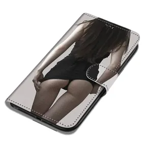 Anymob Samsung Case Black Lady Magnetic Flip Leather Card Slot Wallet Phone Cover Protection