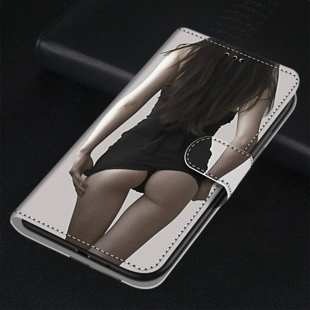 Anymob Samsung Case Black Lady Magnetic Flip Leather Card Slot Wallet Phone Cover Protection