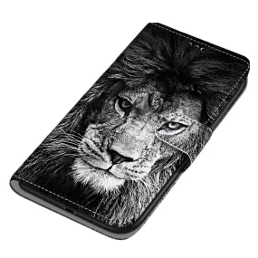 Anymob Samsung Case Black Lion Magnetic Flip Leather Card Slot Wallet Phone Cover Protection