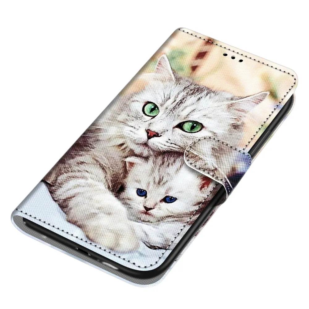 Anymob Samsung Case Cute Loving Cat Magnetic Flip Leather Card Slot Wallet Phone Cover Protection