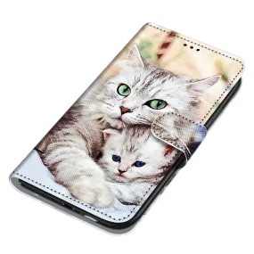 Anymob Samsung Case Cute Loving Cat Magnetic Flip Leather Card Slot Wallet Phone Cover Protection
