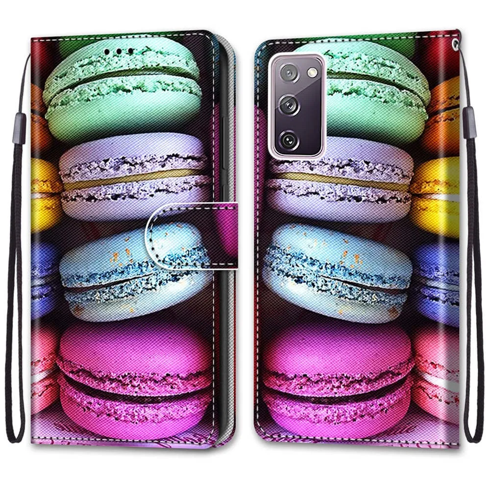 Anymob Samsung Case Cute Rockstar Cat Magnetic Flip Leather Card Slot Wallet Phone Cover Protection